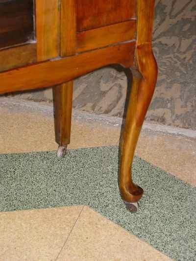 Vintage Golden Walnut China Cabinet with Cabriole Legs
