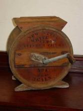 Antique New Style White Cedar 3 Gallon Cylinder Churn No 1