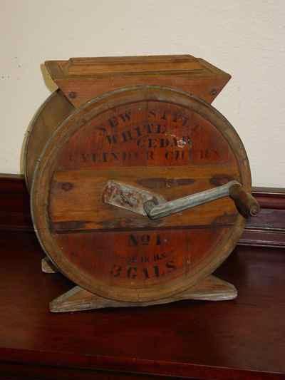 Antique New Style White Cedar 3 Gallon Cylinder Churn No 1