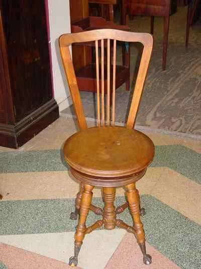 Antique Tonk Manufacturing Company Solid Walnut Music Chair