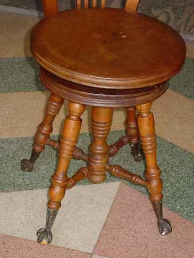 Antique Tonk Manufacturing Company Solid Walnut Music Chair