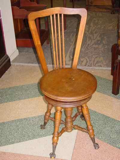 Antique Tonk Manufacturing Company Solid Walnut Music Chair