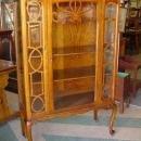 Antique Solid Oak China Cabinet with Cabriole Legs