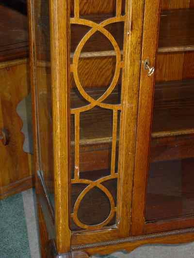 Antique Solid Oak China Cabinet with Cabriole Legs