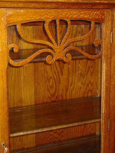Antique Solid Oak China Cabinet with Cabriole Legs