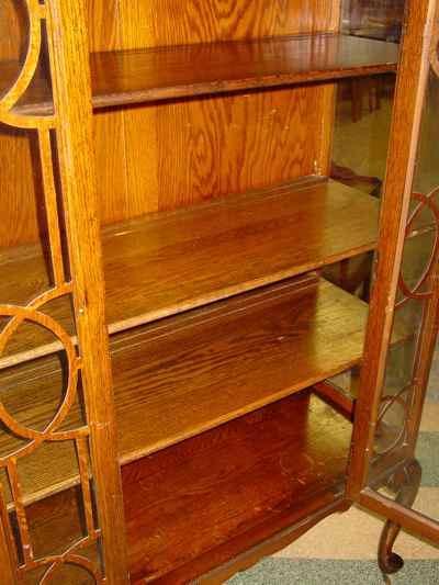 Antique Solid Oak China Cabinet with Cabriole Legs
