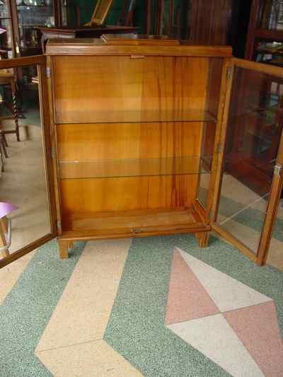 English Vintage Oak Curio Bookcase