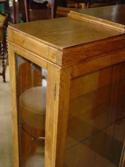 English Vintage Oak Curio Bookcase
