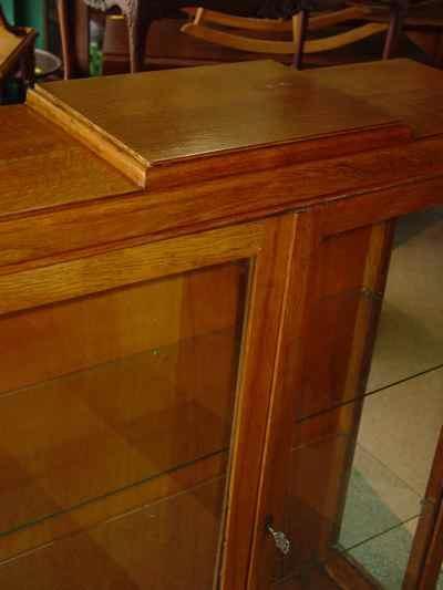 English Vintage Oak Curio Bookcase