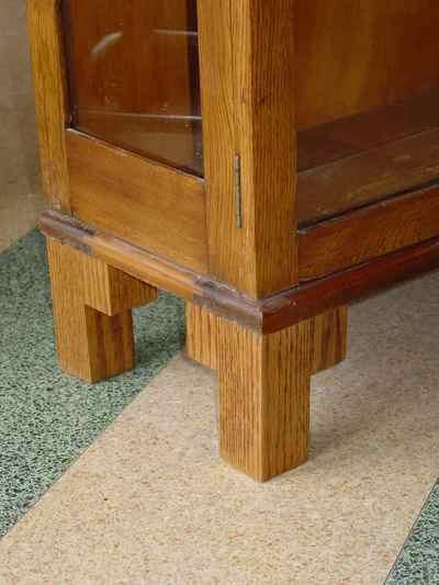 English Vintage Oak Curio Bookcase