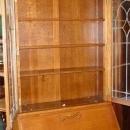 English Vintage Oak Bureau Bookcase with Stained Glass