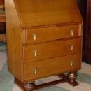 English Vintage Oak Bureau Bookcase with Stained Glass