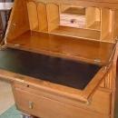 English Vintage Oak Bureau Bookcase with Stained Glass