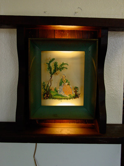 Woman In Garden Encased English Victorian Reverse Painting On Glass