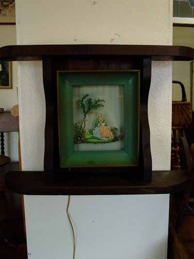 Woman In Garden Encased English Victorian Reverse Painting On Glass