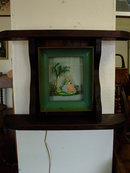 Woman In Garden Encased English Victorian Reverse Painting On Glass