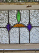 Art Deco Deep Purple Diamond Antique Stained Glass Window