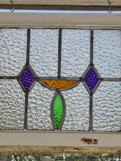 Art Deco Deep Purple Diamond Antique Stained Glass Window