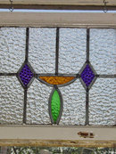 Art Deco Deep Purple Diamond Antique Stained Glass Window