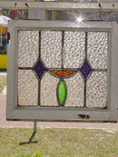 Art Deco Deep Purple Diamond Antique Stained Glass Window