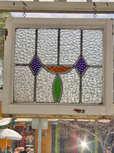 Art Deco Deep Purple Diamond Antique Stained Glass Window