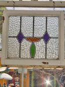 Art Deco Deep Purple Diamond Antique Stained Glass Window