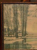 Wooded Winter's Reflection, Vintage Print