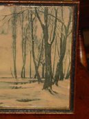 Wooded Winter's Reflection, Vintage Print