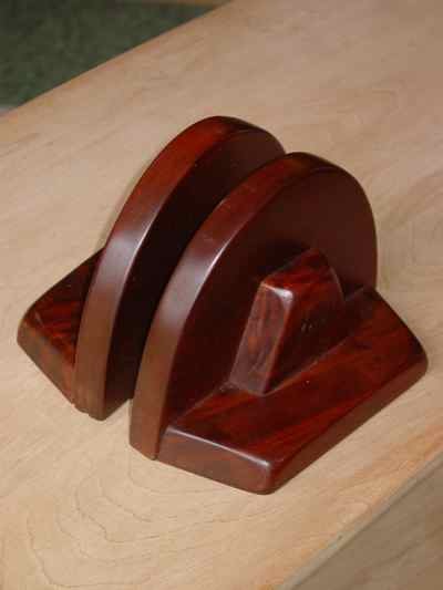 Set of Mid-Century Modern Solid Mahogany Bookends