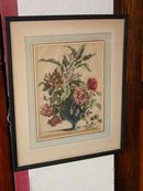 Glass Vase Floral Still Life Antique Baptiste Engraving