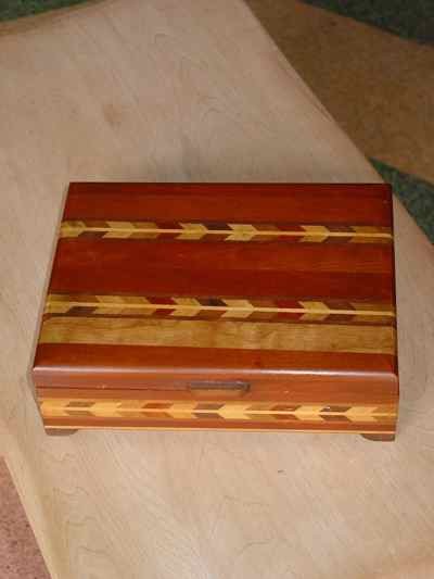 Vintage Cherry & Maple Handmade Box with Inlaid Wood