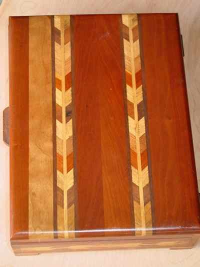 Vintage Cherry & Maple Handmade Box with Inlaid Wood
