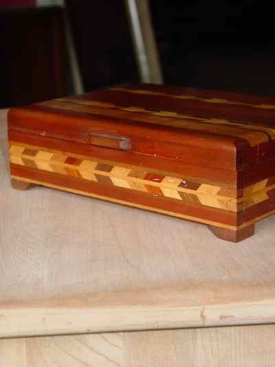 Vintage Cherry & Maple Handmade Box with Inlaid Wood