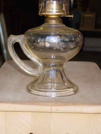 Vintage P&A Eagle Burner Pedestal Finger Oil Lamp