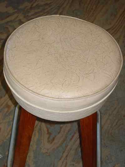 Mid-Century Modern Solid Oak & Aluminum Stool