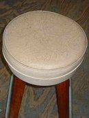 Mid-Century Modern Solid Oak & Aluminum Stool