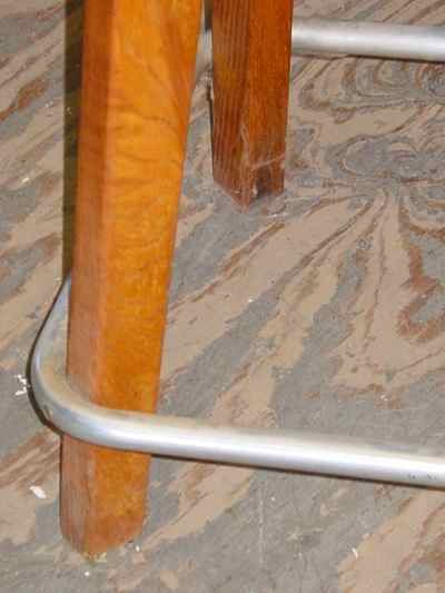 Mid-Century Modern Solid Oak & Aluminum Stool