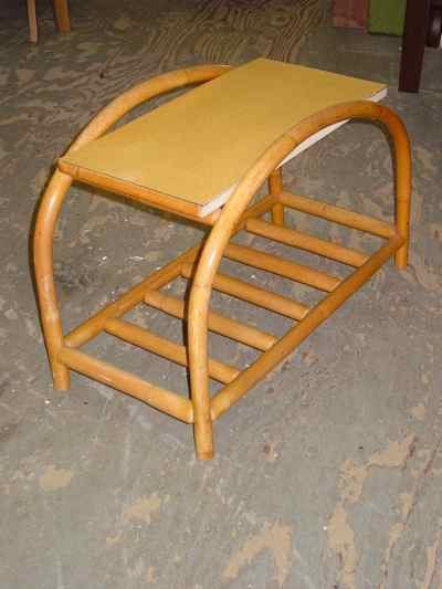 Mid-Century Modern Rattan Bamboo Side Table with Formica Top
