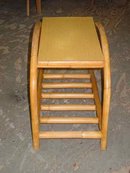 Mid-Century Modern Rattan Bamboo Side Table with Formica Top