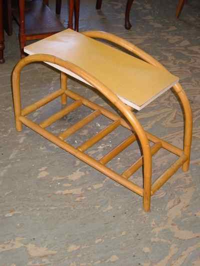 Mid-Century Modern Rattan Bamboo Side Table with Formica Top