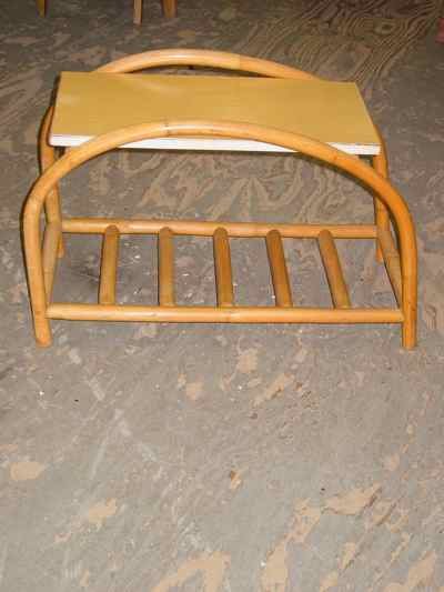 Mid-Century Modern Rattan Bamboo Side Table with Formica Top