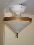 Art Deco Conical Shaped White Opalescent Ceiling Mount Light