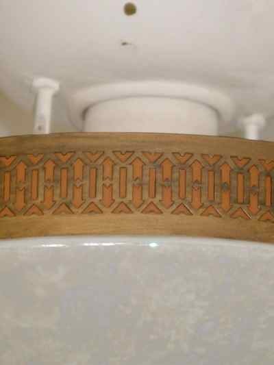 Art Deco Conical Shaped White Opalescent Ceiling Mount Light