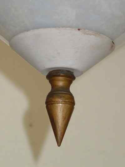 Art Deco Conical Shaped White Opalescent Ceiling Mount Light