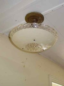 Vintage Pressed Glass Ceiling Mount Light Fixture