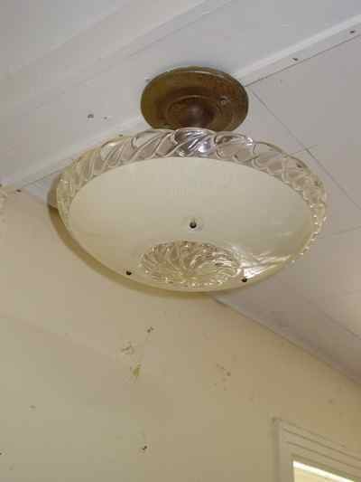 Vintage Pressed Glass Ceiling Mount Light Fixture