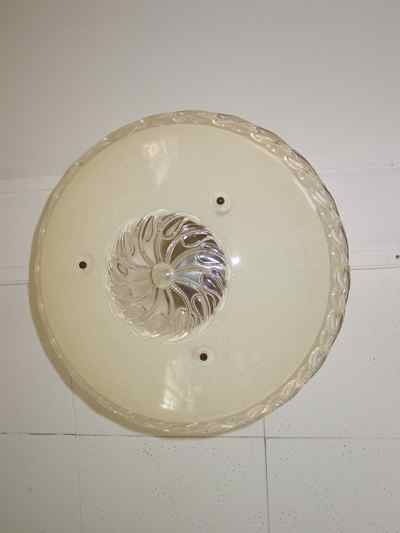 Vintage Pressed Glass Ceiling Mount Light Fixture