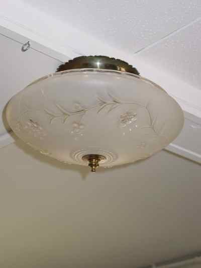 Vintage Pressed Glass Ceiling Mount Light Fixture