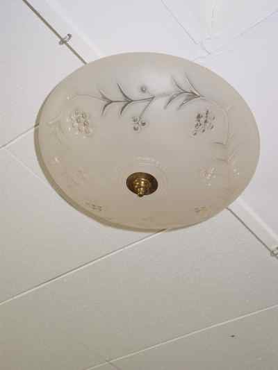Vintage Pressed Glass Ceiling Mount Light Fixture