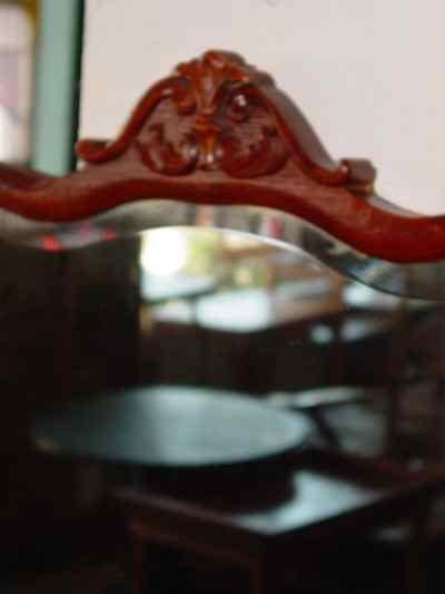 Antique Solid Oak Frame Beveled Mirror